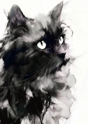 Retrato misterioso de gato preto