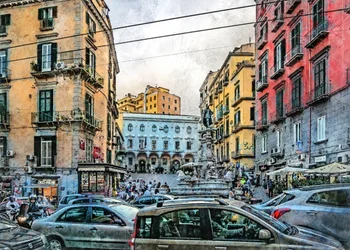 Aquarela da cidade de Nápoles, Itália (13)