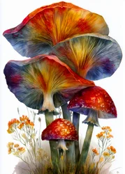 Cogumelos da Floresta Vibrantes