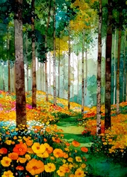 Caminho pela Floresta Vibrante