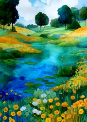 Paisagem de um lago cheio de vida
