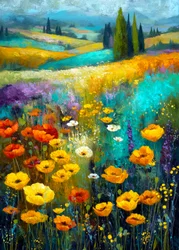 Campos de papoilas vibrantes