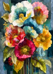 Pintura vibrante de papoilas