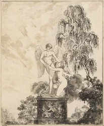 Estátua sob a bétula.