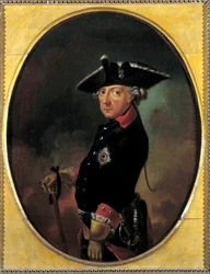 Retrato de Frederico II da Prússia (1712-1786) Pintura de K. Beeskow (século XIX). século 19. Orleães. Musee Des Beaux Arts - Retrato de Frederico II da Prússia (1712-1786), chamado Frederico, o Grande. Pintura de K. Beeskow (século XIX). século 19