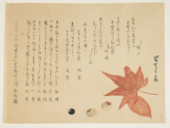 Folhas de outono e nozes, 1849-76 (impressão de woodblock de cor)