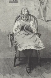 Adolescente costureira, gravura de Fortuné Méaulle (1844-1901) (gravura)
