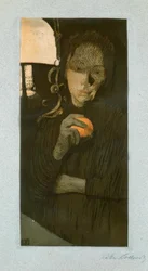 Mulher com laranja