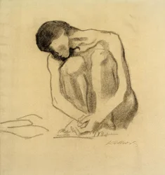 K.Kollwitz, nu feminino agachado