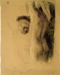 K.Kollwitz, homem ajoelhado antes do ato feminino