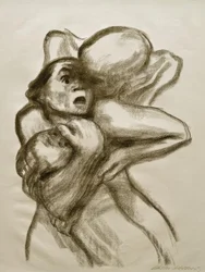 K.Kollwitz, a morte agarra uma mulher