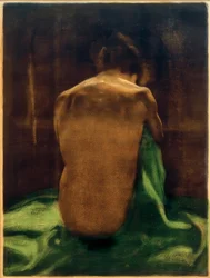 K.Kollwitz, costas femininas, ato sobre pano verde