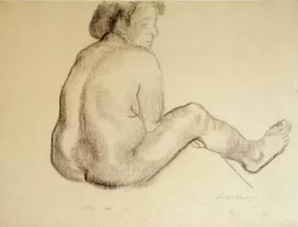 Käthe Kollwitz, costas femininas Sitender agem para a direita