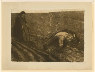 Puxador de arado e mulher (trabalho rejeitado para a prancha 1 de «Guerra dos Camponeses», 2.º estado)