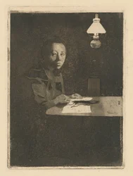 Autorretrato à mesa (Versão definitiva, 3.º estado)