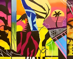 Pôr-do-sol tropical neon