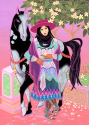 Cantones Cowgirl Waiting Under Plumeria, 2020 (acrílico sobre algodão)