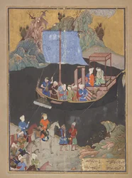 Fólio de um Khamsa (Quinteto) de Amir Khusraw Dihlavi (d. 1325); O rapto por mar (FGA F1937.27)