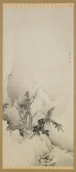 Paisagem de inverno: uma ravina, era Meiji, 1883.