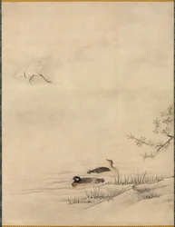 Flores e pássaros em uma paisagem de primavera, 1500s.