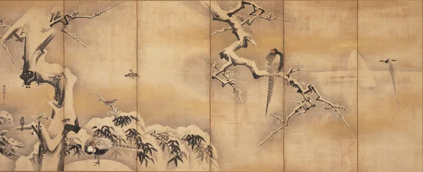 Aves na paisagem, primeira metade do século XVII