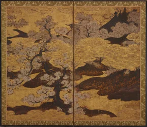 Cerejeiras em flor, período Edo, ca.1580-1635.