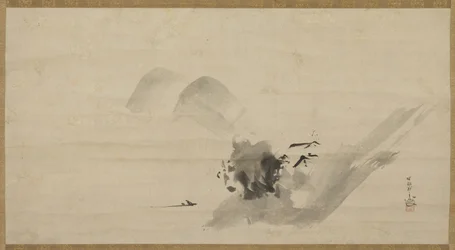 Paisagem, rolagem de suspensão, do século 17