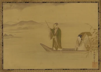 Homem e mulher chineses em um barco