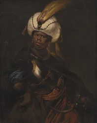 Um homem vestindo um turbante e armadura