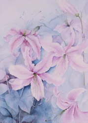 Lírios, rosa, dourado