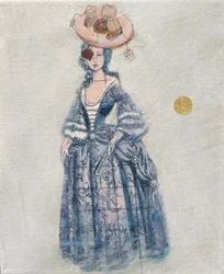 Senhora rococó azul caprichosa