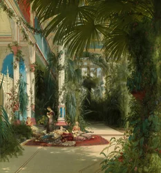 O Interior da Palm House no Pfaueninsel, perto de Potsdam, 1834.
