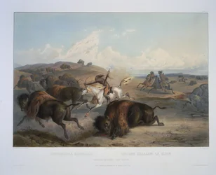 Índios que caçam o bisonte