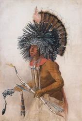 Pehriska-Ruhpa, guerreiro de Hidatsa, disfarçado de Dança do Cão