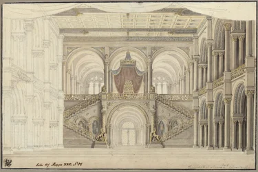 Inês de Hohenstaufen. Ópera de Gaspare Spontini. Projecto para a 3.ª decoração. Sala do trono