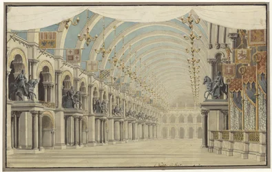 Inês de Hohenstaufen. Ópera de Gaspare Spontini. Projecto para o 7.º cenário. Sala de festas e de baile