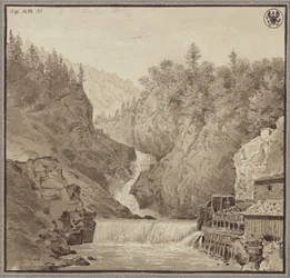 Vista da cascata perto de Lend na região de Salzburgo