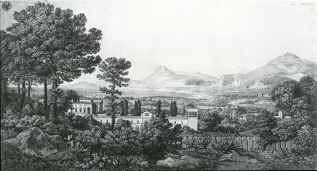 «Vista do palácio do príncipe Valguarnera sobre uma parte de Bagheria junto a Palermo e o golfo de Cefalù»