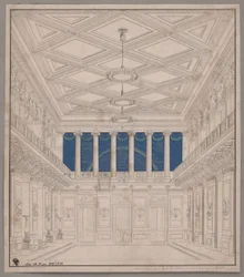 Berlim. Schauspielhaus na Gendarmenmarkt, sala de concertos. Decoração para a festa dos naturalistas