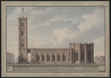 Berlim, Spittelmarkt. Projecto para a Igreja de Santa Gertrudes. Vista exterior