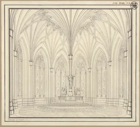 Berlim, Spittelmarkt. Projeto para a igreja de Santa Gertrudes. Vista interior do coro