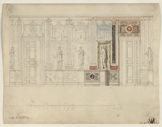Berlim, Wilhelmstraße 102. Palácio do príncipe Albrecht da Prússia, projecto para a sala de jantar oval