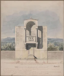 Bona. Projecto para o monumento funerário de Barthold Georg Niebuhr, com retrato em relevo do casal