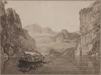 Um passeio de barco no Königssee, perto de Berchtesgaden (com Karl Friedrich Schinkel e a sua esposa Susanne Schinkel, nascida Berger)