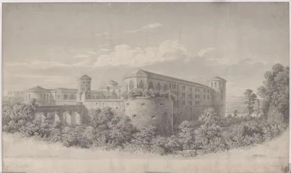 Halle an der Saale. Projecto para a remodelação do castelo de Moritzburg. Vista do nordeste