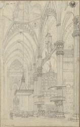 «Vista interior do transepto da Catedral de Milão» / Vista da nave transversal e do transepto norte da Catedral de Milão