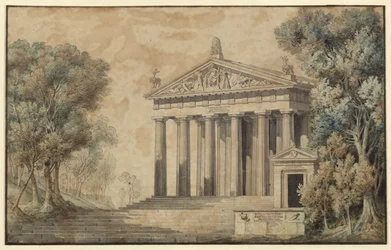 Ifigénia em Táuride. Peça de Johann Wolfgang von Goethe. Projecto para um cenário. Templo de Diana