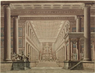 Olimpia. Ópera de Gaspare Spontini. Projecto para a 2.ª decoração. Interior do templo de Diana