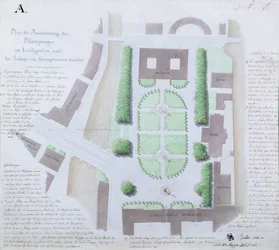 Redesenhar o Lustgarten, 1828 (wc e caneta e tinta no papel)