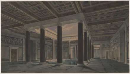 Palácio de Orianda na Crimeia. Projecto antigo. Grande átrio